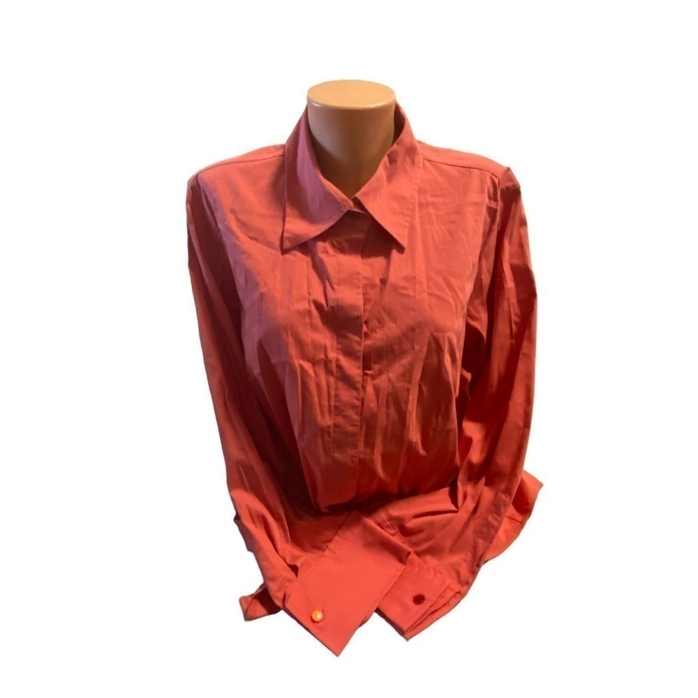 VINTAGE Talbots Plus Women’s 18W Petites Salmon Button Down Blouse Woven Y2K
